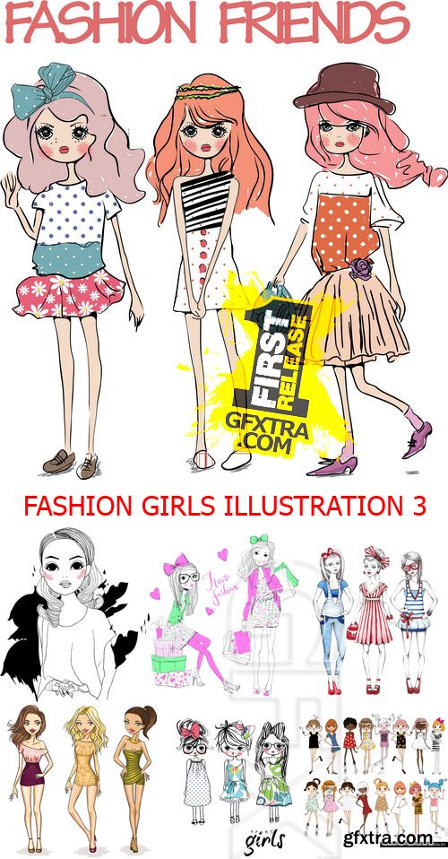 Fashion Girls Illustration 3, 19xEPS; 4xJPG
