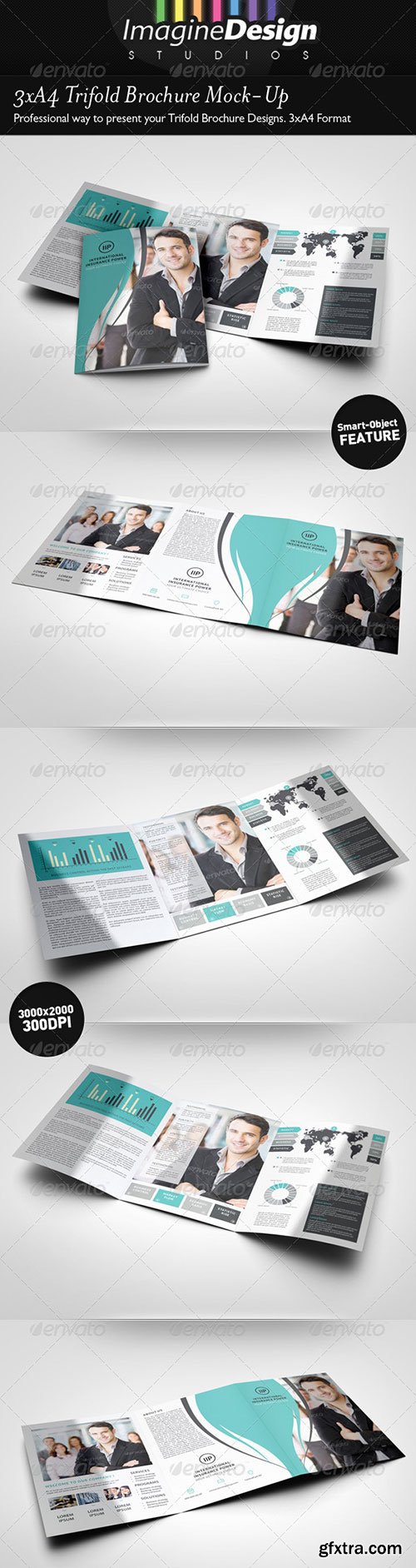 GraphicRiver - 3xA4 Trifold Brochure Mock-Up