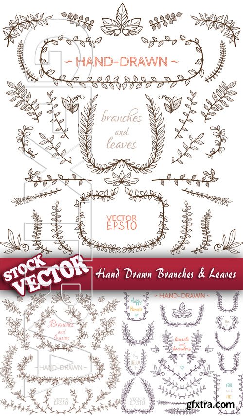 Stock Vector - Hand Drawn Branches & Leaves