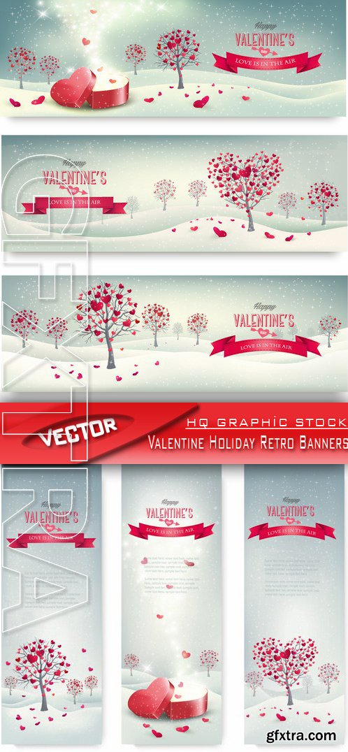 Stock Vector - Valentine Holiday Retro Banners