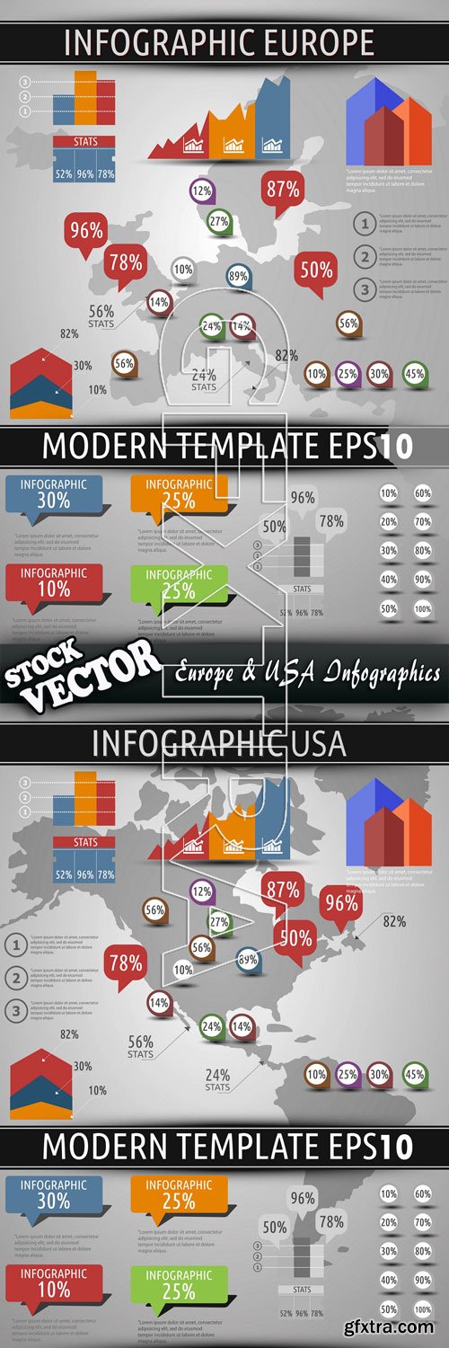 Stock Vector - Europe & USA Infographics