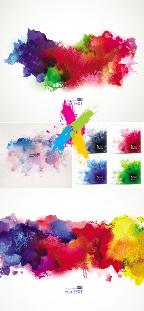 Watercolor Stains Backgrounds Vector