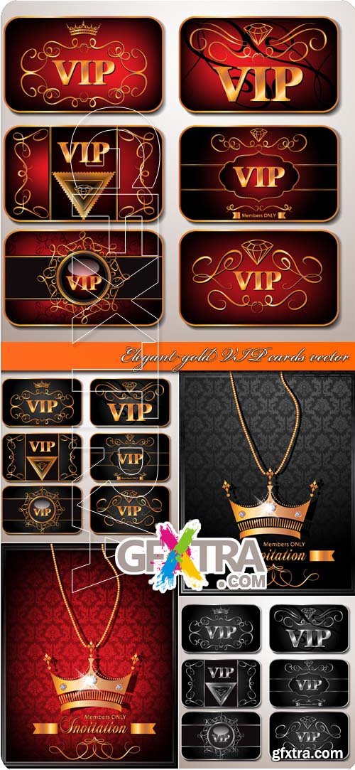 Elegant gold VIP cards vector