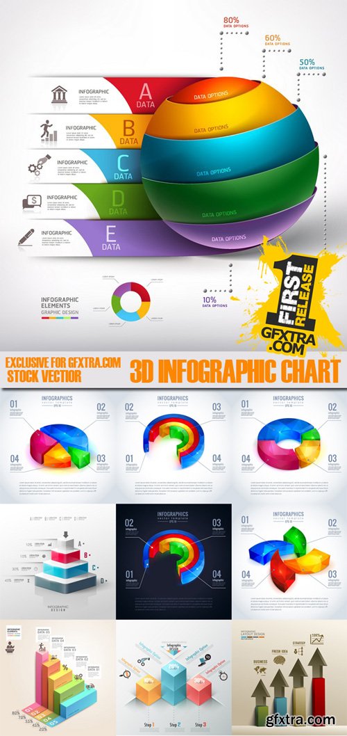 Infographic 3D Charts 25xEPS