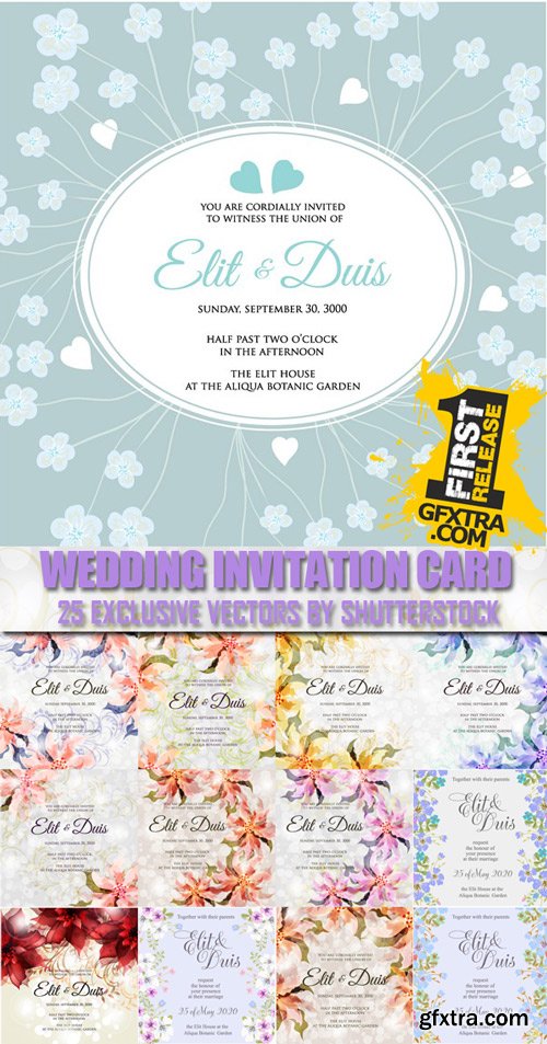 Wedding invitation card, 25xEps