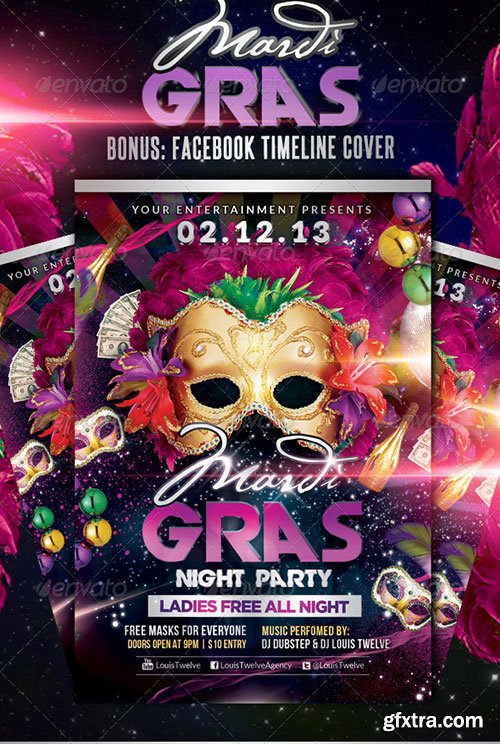 GraphicRiver - Mardi Gras / Carnival Party | Flyer + Fb Cover