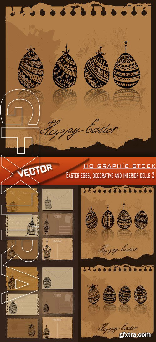 Stock Vector - Easter eggs, decorative and interior cells 2