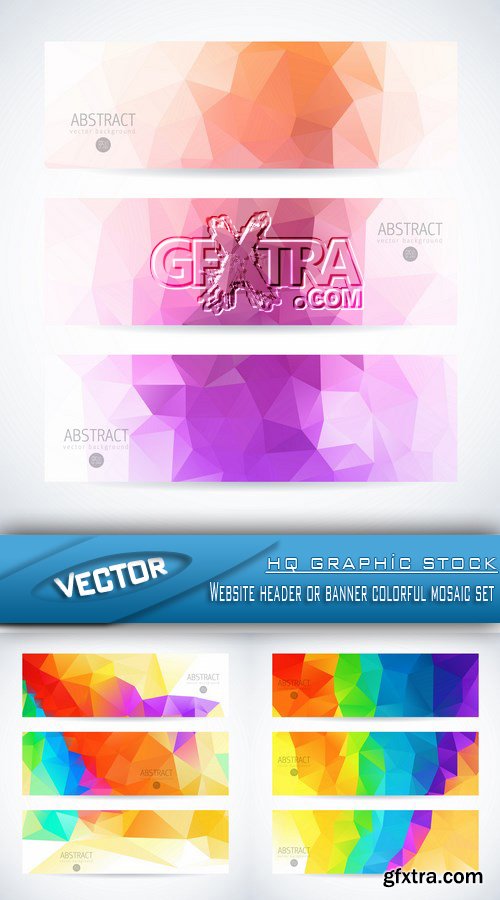 Stock Vector - Website header or banner colorful mosaic set