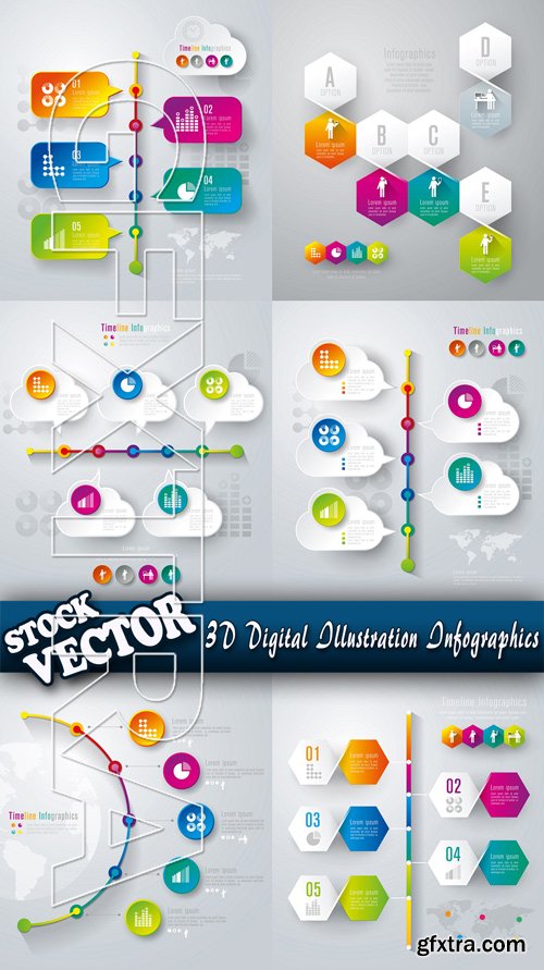 Stock Vector - 3D Digital Illustration Infographics