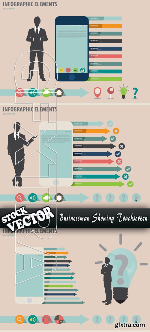 Stock Vector - Businessman Showing Touchscreen