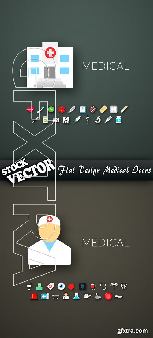 Stock Vector - Flat Design Medical Icons