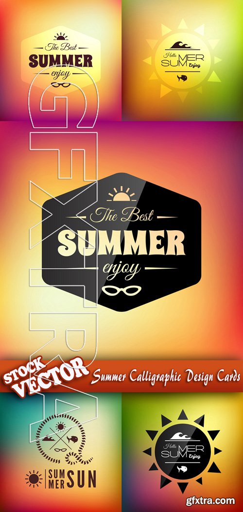 Stock Vector - Summer Calligraphic Design Cards
