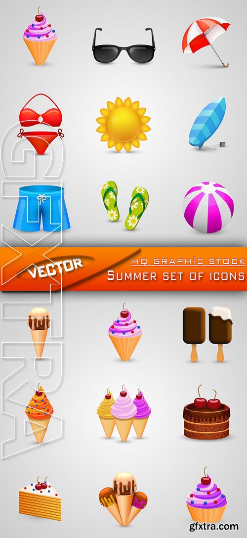 Stock Vector - Summer set of icons