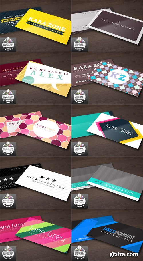 10 Vector Graphic Designers Business Cards Pack
