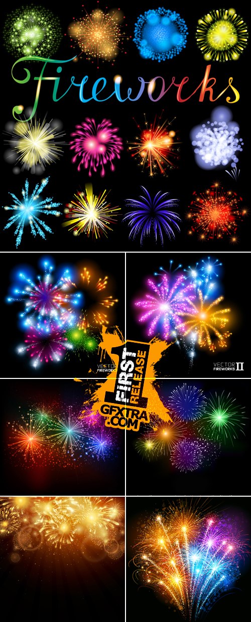 Fireworks, Salute Backgrounds Vector