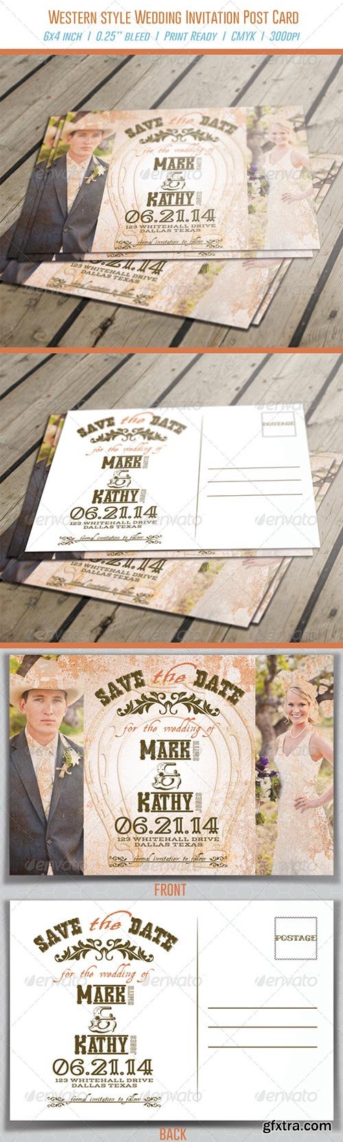 GraphicRiver - Western Style Wedding Invitation Post Card