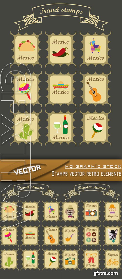 Stock Vector - Stamps vector retro elements