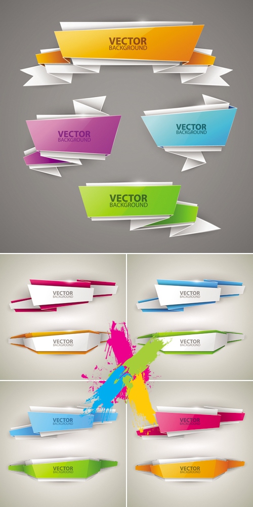 Creative Color Origami Banners Vector