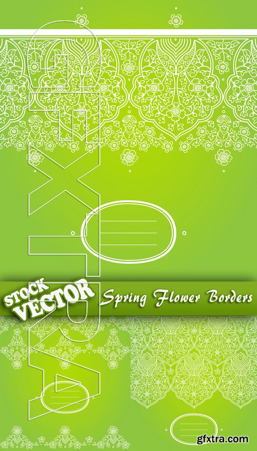 Stock Vector - Spring Flower Borders