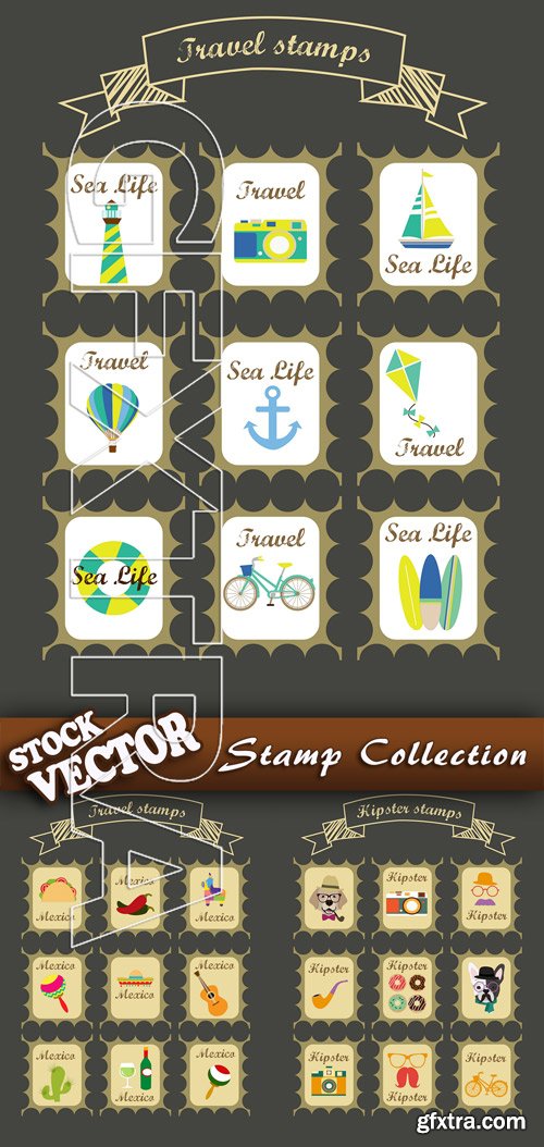 Stock Vector - Stamp Collection