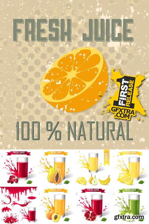 Shutterstock - Fresh Juice 100% Natural, 25xEps