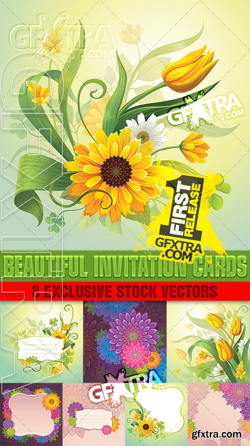 Beautiful flowers and leaves for invitation Cards - VectorStock