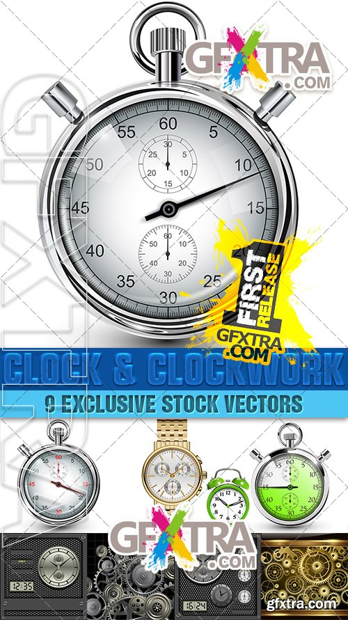 Clock and clockwork, speedometers, stopwatches - VectorStock
