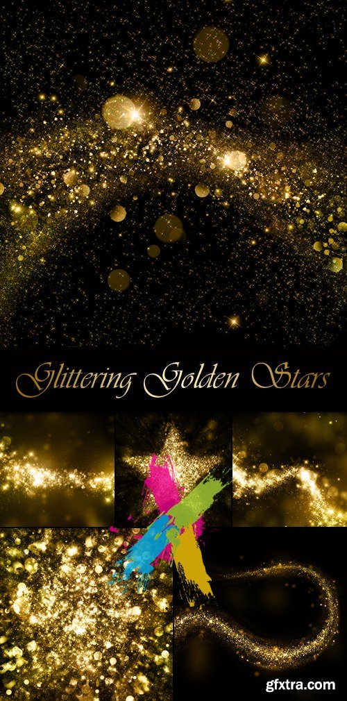Stock Photo - Glittering Golden Stars Backgrounds