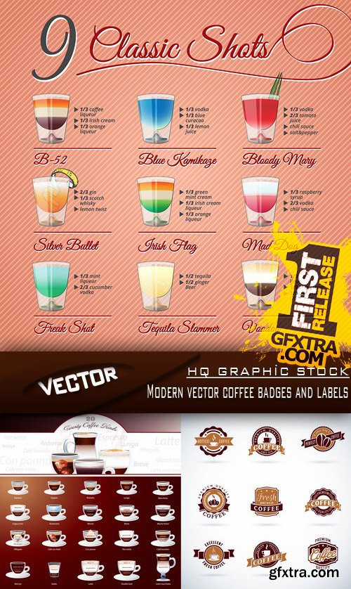 Stock Vector - Modern vector coffee badges and labels