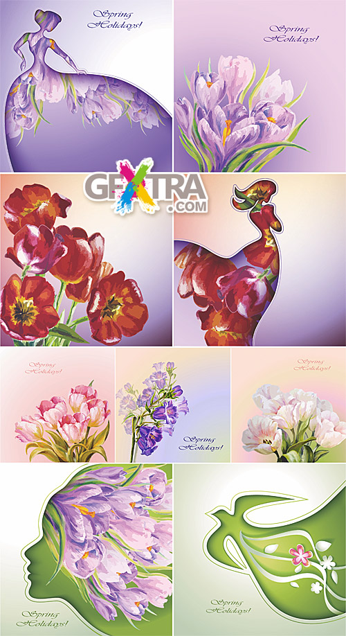 Spring flowers backgrounds and cards