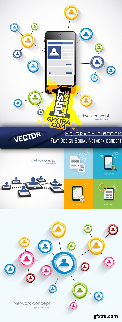 Stock Vector - Flat Design Social Network concept
