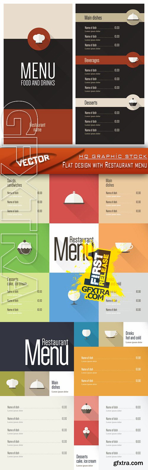 Stock Vector - Flat design with Restaurant menu
