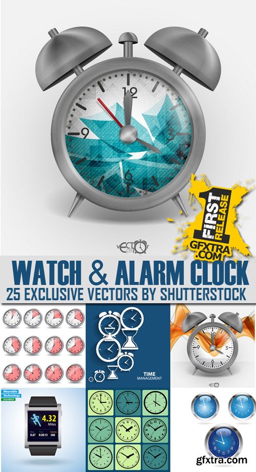Shutterstock - Alarm clock, Time, watch, 25xEps