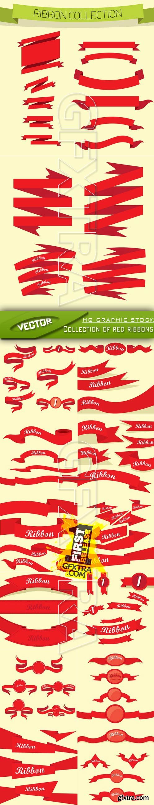 Stock Vector - Collection of red ribbons