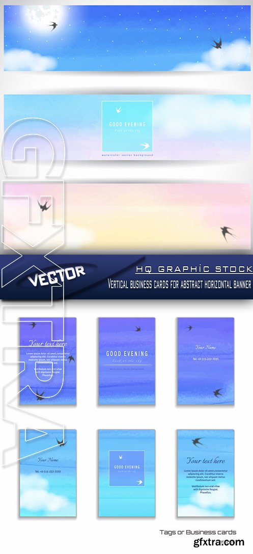 Stock Vector - Vertical business cards for abstract horizontal banner