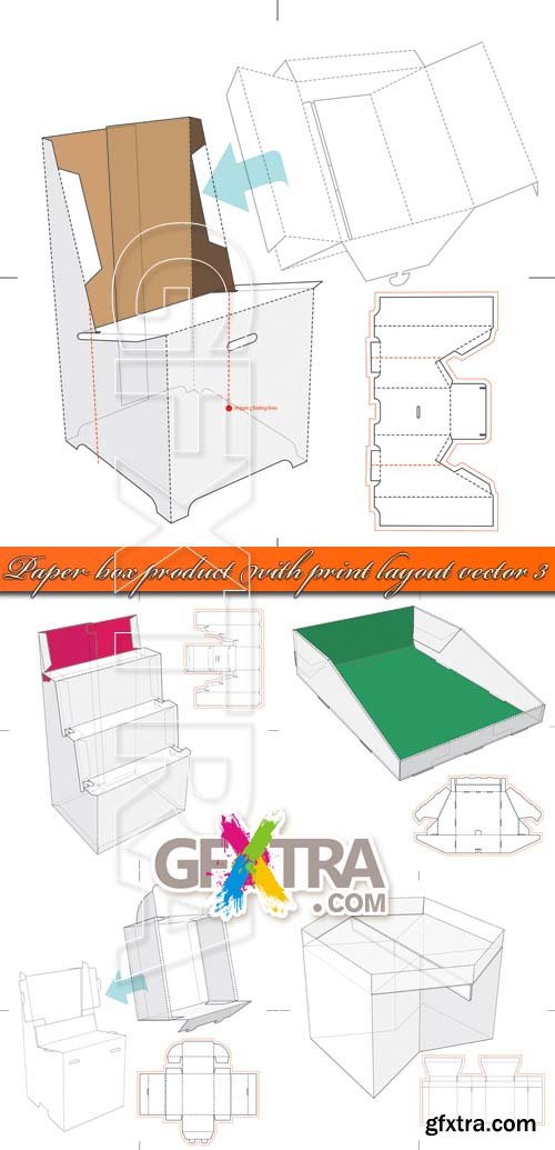 Paper box product with print layout vector 3