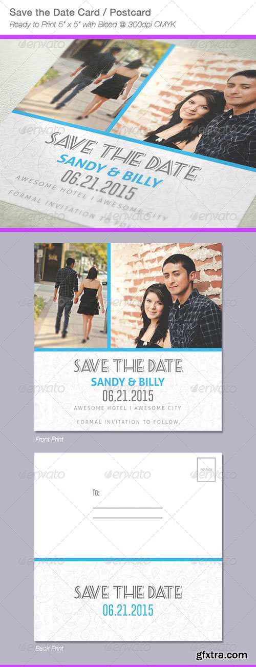 GraphicRiver - Fresh Save The Date Postcard / Card 6680734