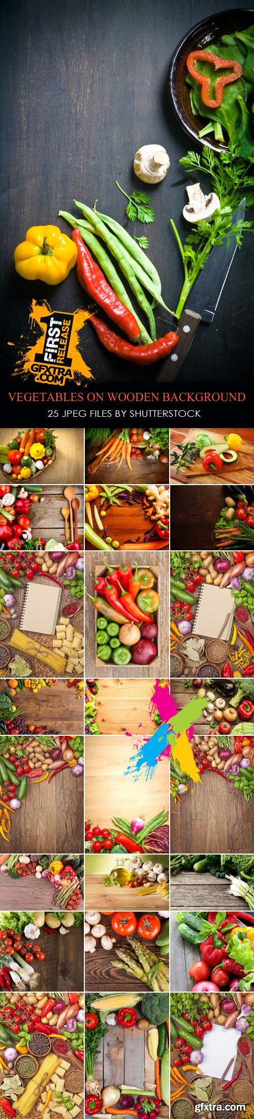 Stock Photo - Fresh Vegetables on Wooden Background 25 JPEG