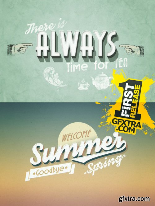 3D Retro and Vintage Text Effects Pack 5