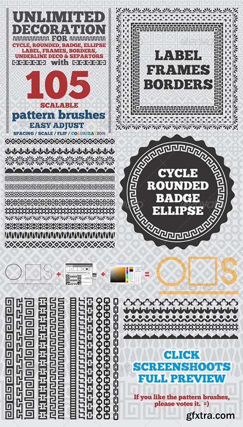 Graphicriver 105 Borders Cycle Patterns Brushes for Illustrator 4423054