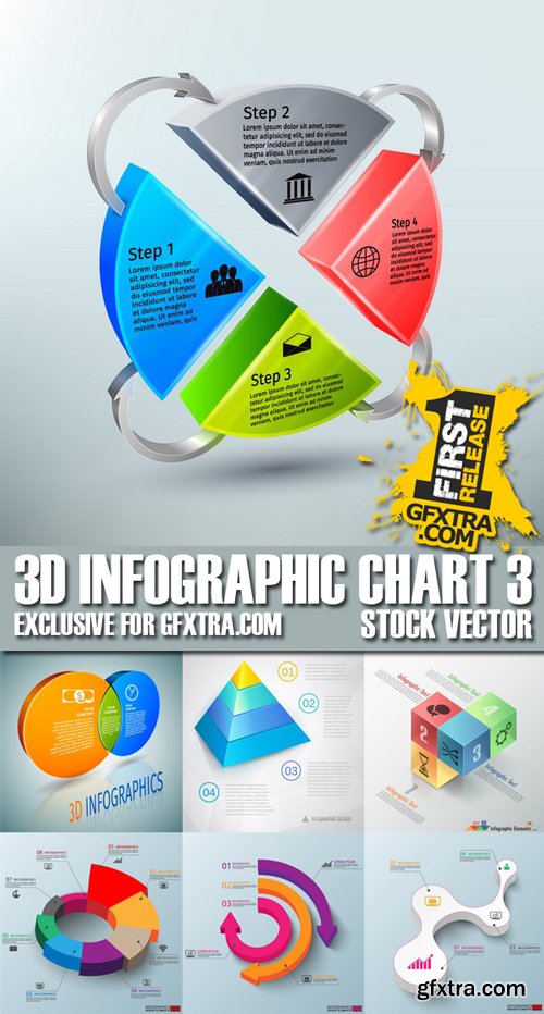 Stock Vectors - 3D Infographic Chart 3, 25xEPS