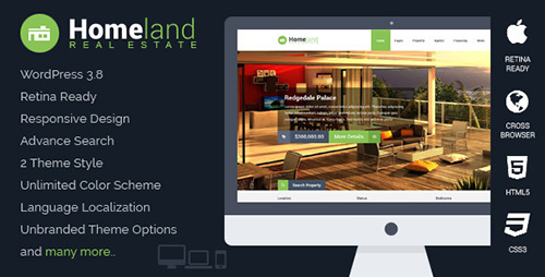 ThemeForest - Homeland v2.0.0 - Responsive Real Estate WordPress Theme