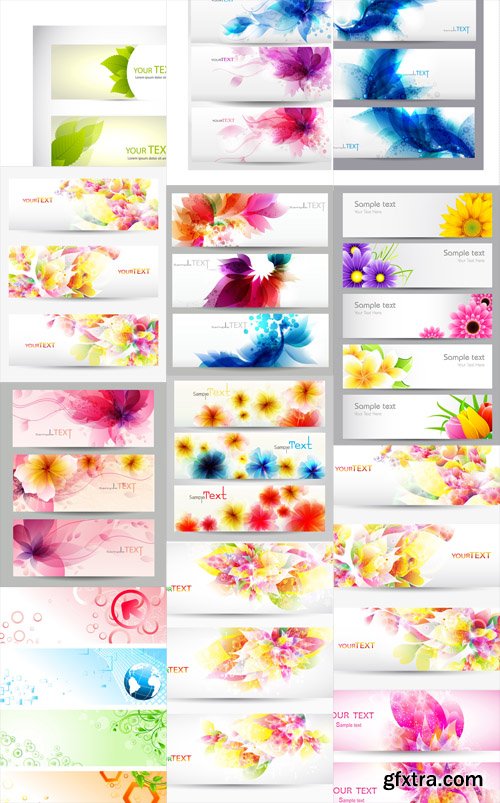 Floral Banners Vector Set