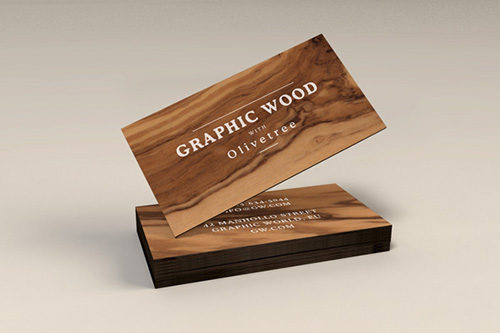 PSD Source - Wooden Business Cards MockUp