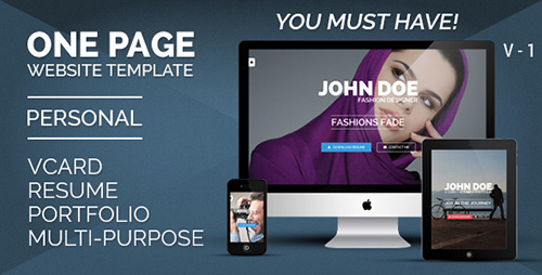 ThemeForest - Personal One - OnePage / VCard / Resume - RIP