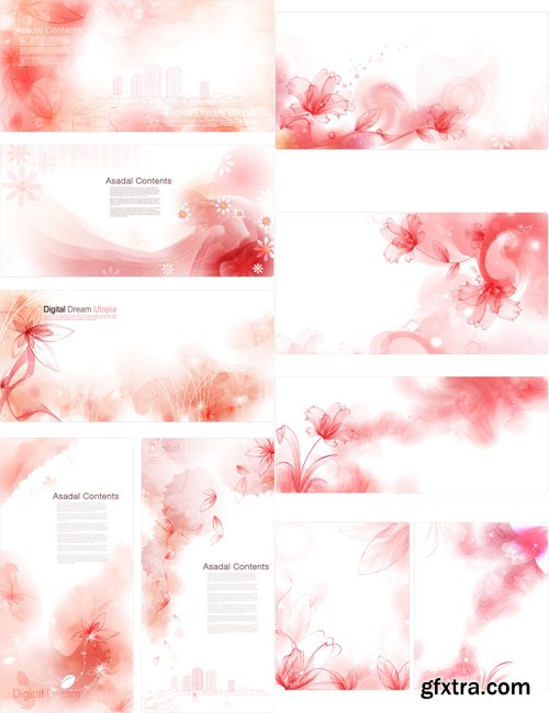 Red Flowers Vector Backgrounds