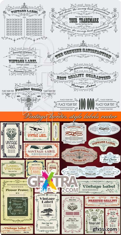 Vintage border style labels vector