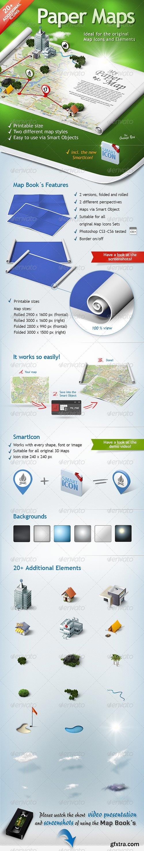GraphicRiver - Paper Maps – The stage for your 3D Maps and Icons