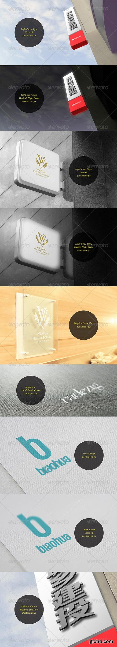 GraphicRiver - 5 Unique Photorealistic Logo Display Mock-up Pack