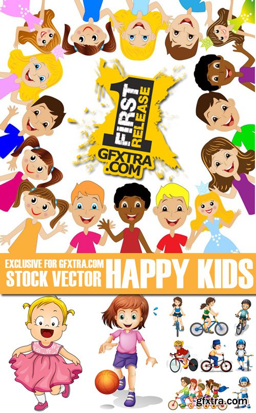 Stock Vectors - Happy Kids, children, 25xEps